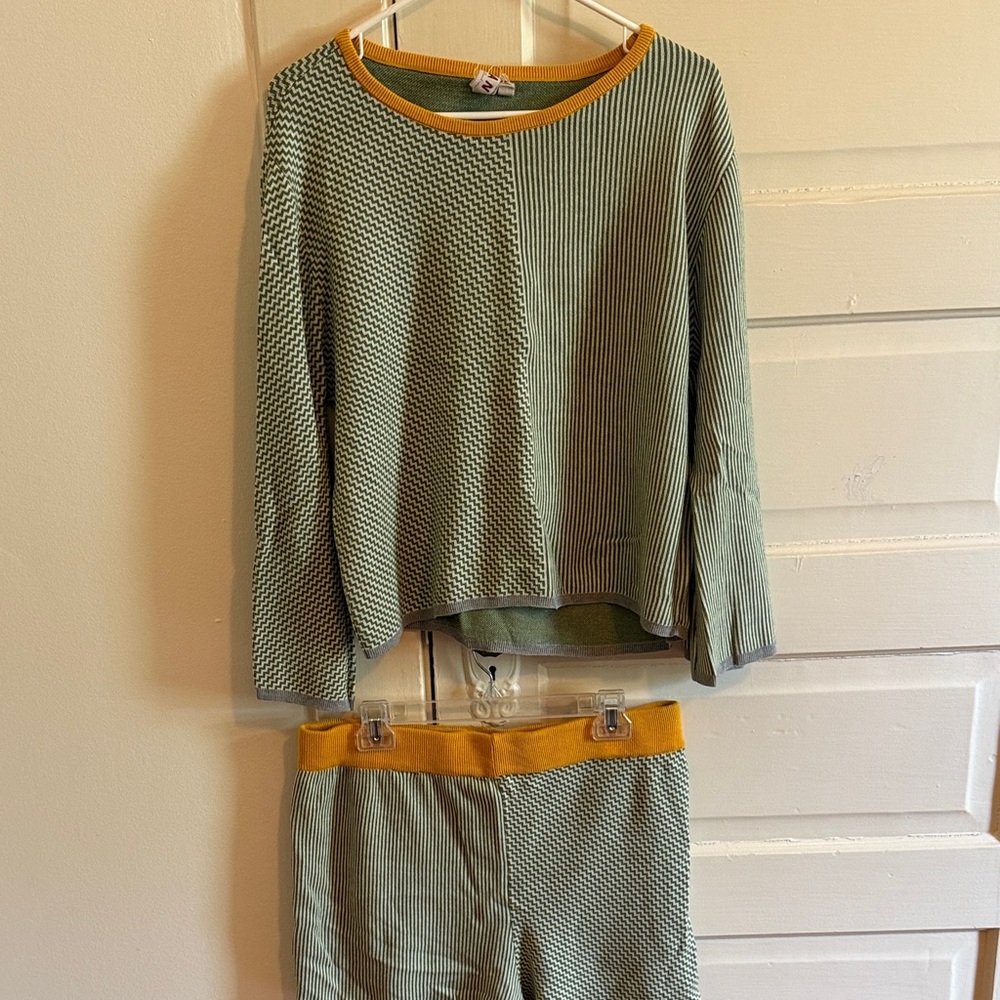Dolan Green and Yellow Knit Top/short set